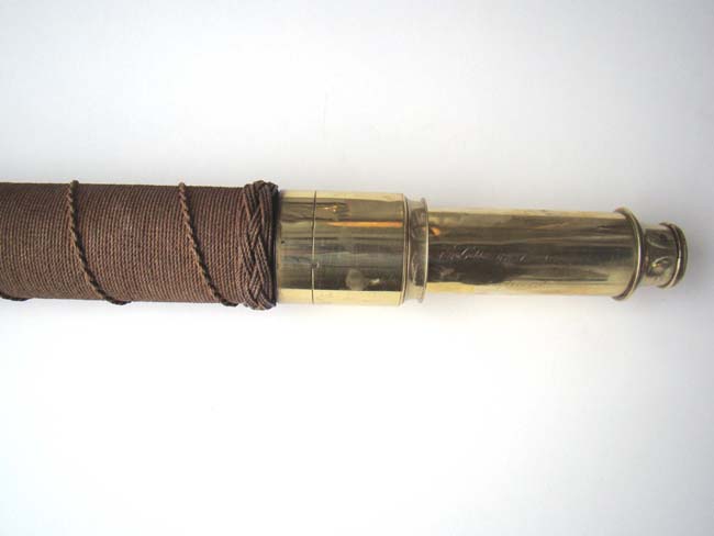 A Single Draw Mariner's Telescope with fancy ropework barrel by E & G.W. Blunt of New York circa 1824-1830.
